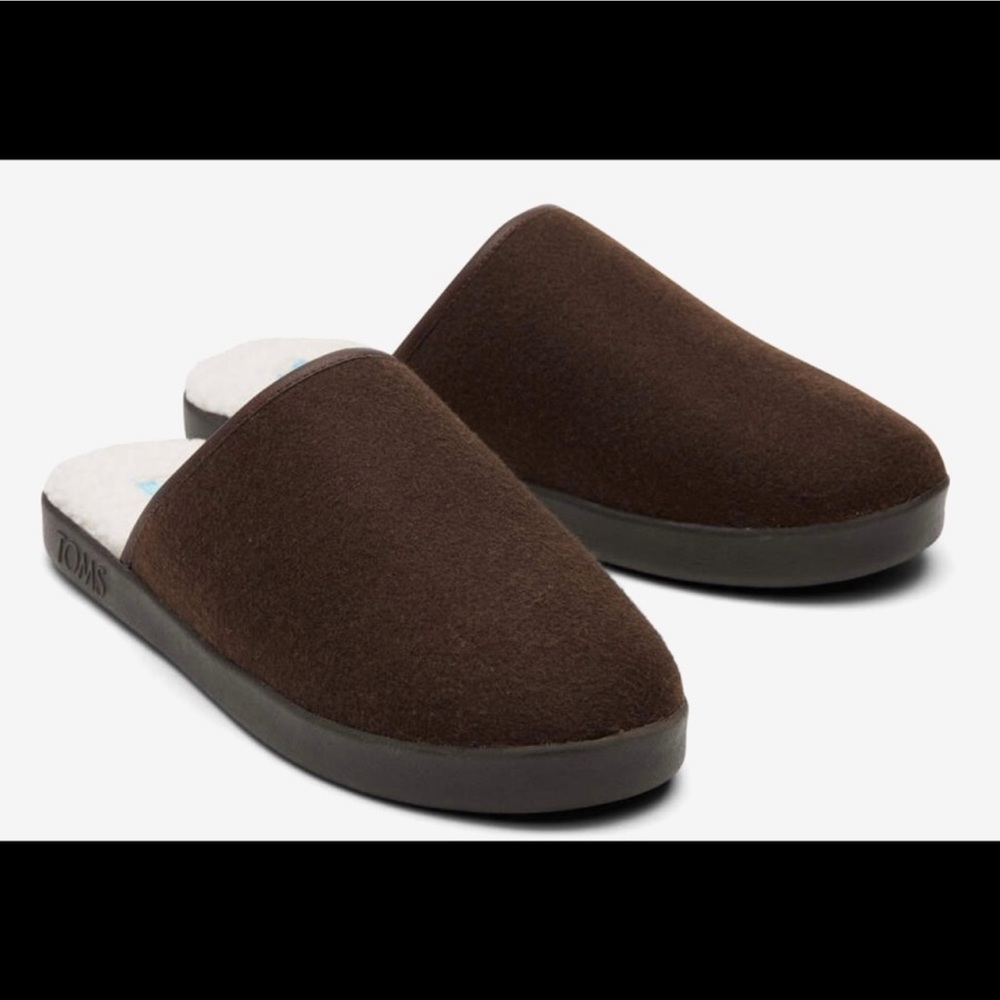TOMS Harbor Chocolate Brown REPREVE Two Tone Felt Slipper - NWT - Size 12